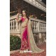 Beige And Pink Georgette Heavy Embroidered Designer Party Wear Saree