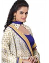 Kora Silk Blue Sari with Gold Printed