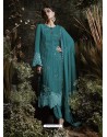 Teal Fox Georgette Embroidered Designer Straight Suit