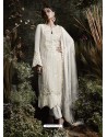 Off White Fox Georgette Embroidered Designer Straight Suit