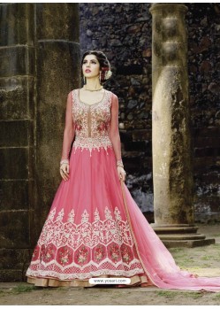 Light Pink Heavy Embroidered Premium Georgette Designer Anarkali Suit