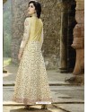 Khaki Heavy Embroidered Premium Georgette Designer Anarkali Suit
