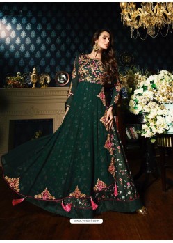 Dark Green Georgette Designer Floor Length Anarkali Suit