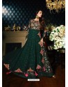 Dark Green Georgette Designer Floor Length Anarkali Suit