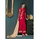 Red Georgette Heavy Embroidered Party Wear Designer Anarkali Suit