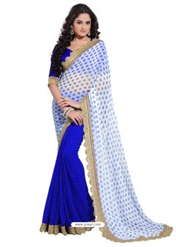 Royal Blue Color Georgette Sari