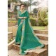 Dark Green Embroidered Georgette with Banarasi Border Designer Saree