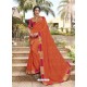 Rust Embroidered Georgette with Banarasi Border Designer Saree