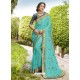 Sky Blue Embroidered Georgette with Banarasi Border Designer Saree