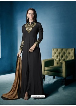 Black Georgette Embroidered Designer Floor Length Anarkali Suit