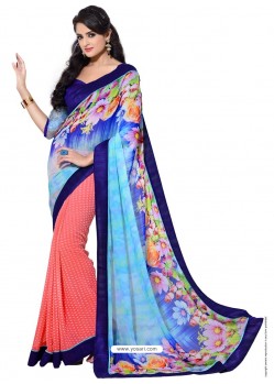 Georgette Digital Printed Multicolor Sari