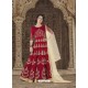 Crimson Embroidered Silk Designer Anarkali Suit