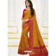 Mustard Raw Silk Designer Saree