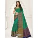 Dark Green Raw Silk Designer Saree