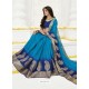 Blue Raw Silk Designer Saree