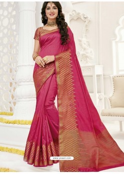 Fuchsia Raw Silk Designer Saree