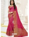 Fuchsia Raw Silk Designer Saree