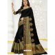 Black Raw Silk Designer Saree