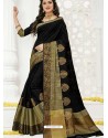 Black Raw Silk Designer Saree