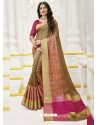 Golden Raw Silk Designer Saree