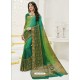 Green Raw Silk Designer Saree