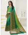 Green Raw Silk Designer Saree