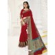 Wine Raw Silk Designer Saree