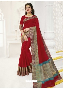 Wine Raw Silk Designer Saree