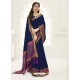 Beautiful Navy Blue Raw Silk Designer Saree