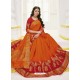 Orange Raw Silk Designer Saree