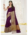 Purple Raw Silk Designer Saree