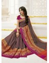 Coffee Brown Raw Silk Designer Saree