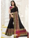 Awesome Black Raw Silk Designer Saree