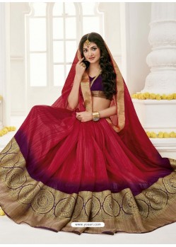 Fantastic Crimson Raw Silk Designer Saree