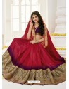 Fantastic Crimson Raw Silk Designer Saree