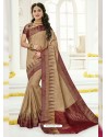 Beige Raw Silk Designer Saree