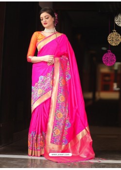 Pink Mysore Silk Designer Saree