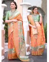 Peach Gadwal Silk Designer Saree