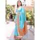 Sky Blue Chanderi Silk Designer Saree