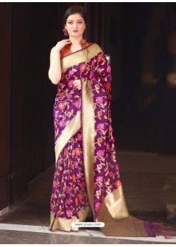 Purple Kanchivaram Silk Designer Saree