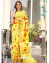 Yellow Kora Silk Designer Saree