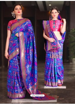 Royal Blue Patola Silk Designer Saree