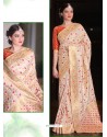 Cream Jamdani Silk Designer Saree