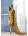 Green Georgette Digital Printed Designer Straight Suit