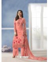 Peach Georgette Digital Printed Designer Straight Suit