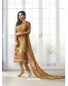 Brown Georgette Digital Printed Designer Straight Suit