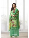 Sea Green Georgette Digital Printed Designer Straight Suit