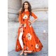 Orange Taiwan Satin Silk Printed Designer Kurtis