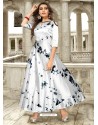 Silver Taiwan Satin Silk Printed Designer Kurtis