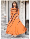 Pretty Orange Satin Silk Printed Designer Kurtis